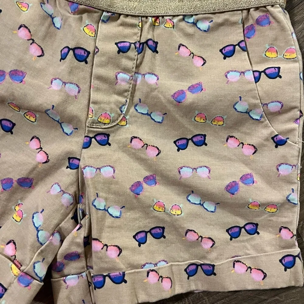 Gap Kids Girls Slip On Khaki Shorts Sunglasses Size Small CUTE!